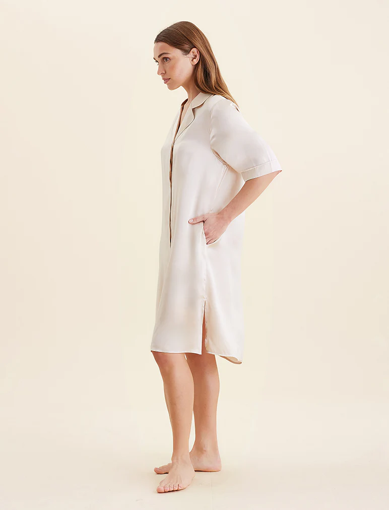 Audrey Washable Silk Short Sleeve Nightshirt - Image 4