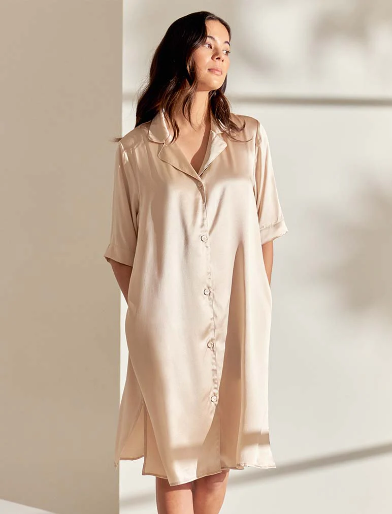 Audrey Washable Silk Short Sleeve Nightshirt - Image 5