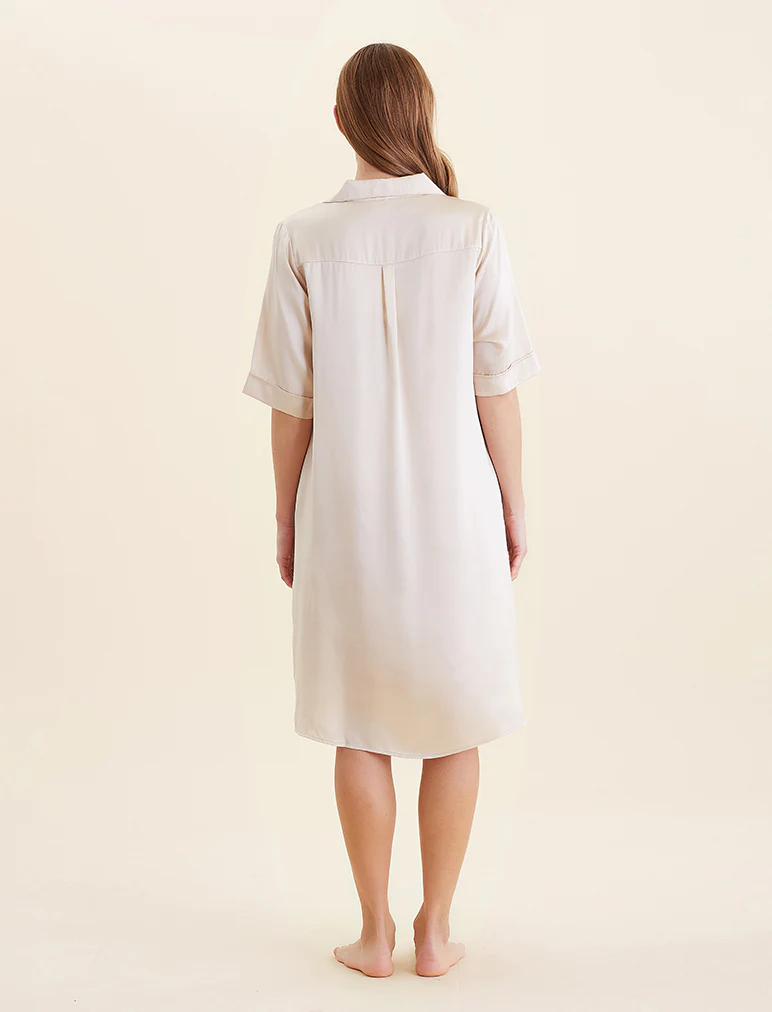 Audrey Washable Silk Short Sleeve Nightshirt - Image 6